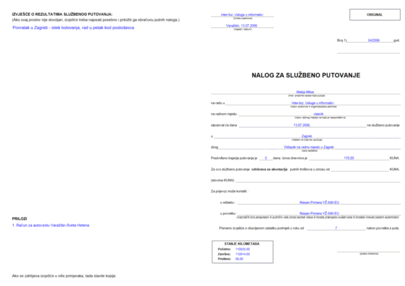 Laka izrada košuljice putnih naloga - ispis dvije stranice na A4 list